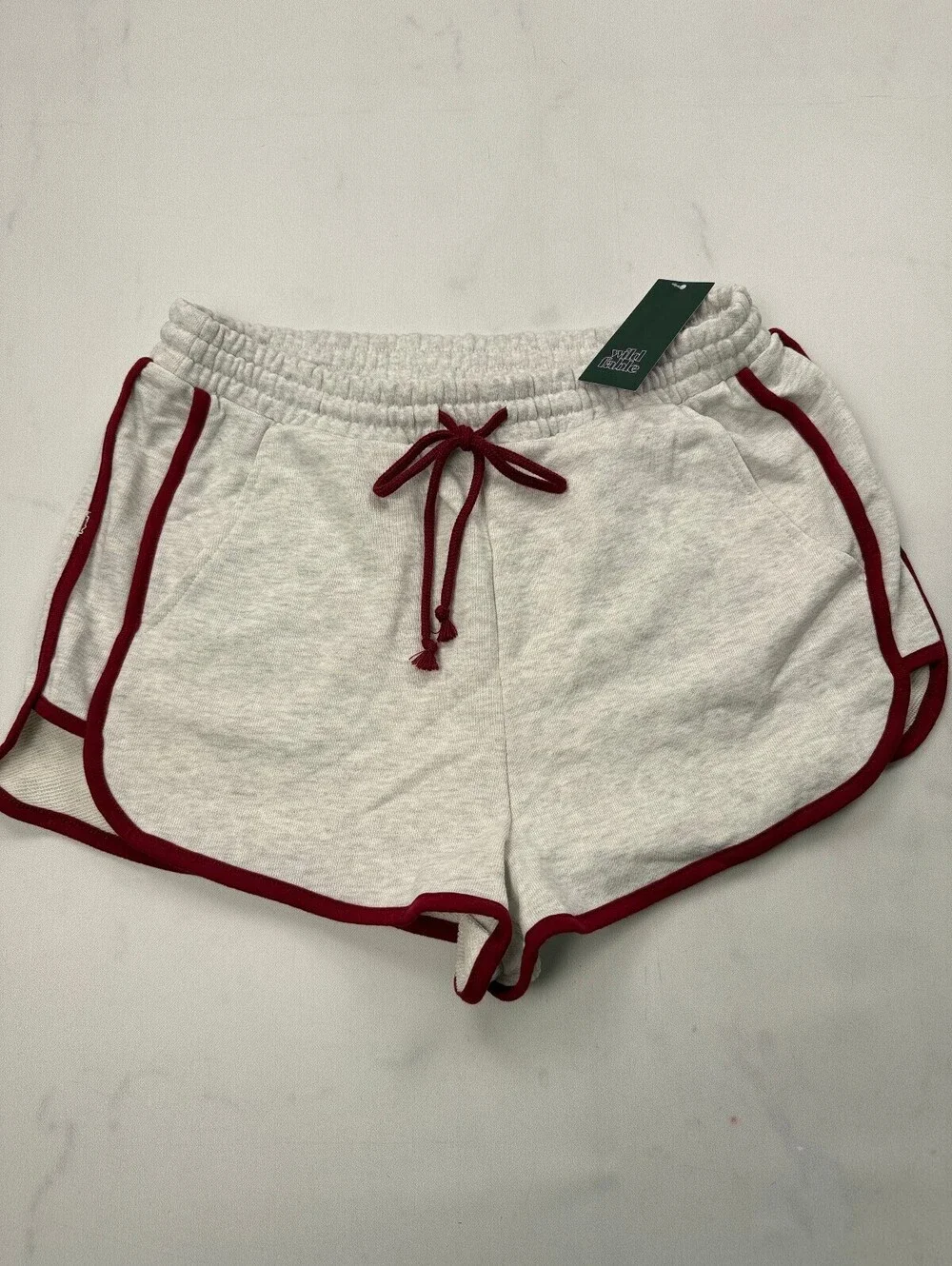 Wild Fable Athletic Shorts Cream Modern Sporty Cropped - Womens M